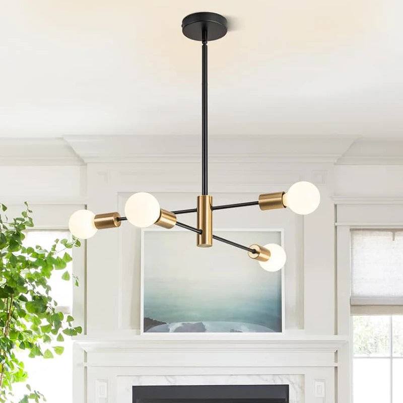 Modern Nordic Sputnik Black Chandeliers LED Lamp - 4/6/8 Light Home Lighting Indoor Fixtures Pendant Ceiling Not Included Bulbs